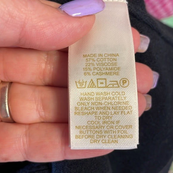 KATE SPADE black sweater knit cardigan JEWELED embellished neckline cashmere XS - Picture 7 of 11